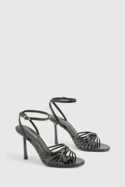 Heels*boohoo Multi Strap Knot Front Stiletto Heels black