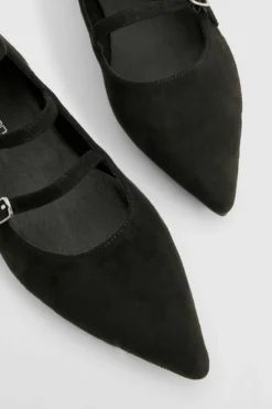 Flats*boohoo Multi Strap Pointed Flats black