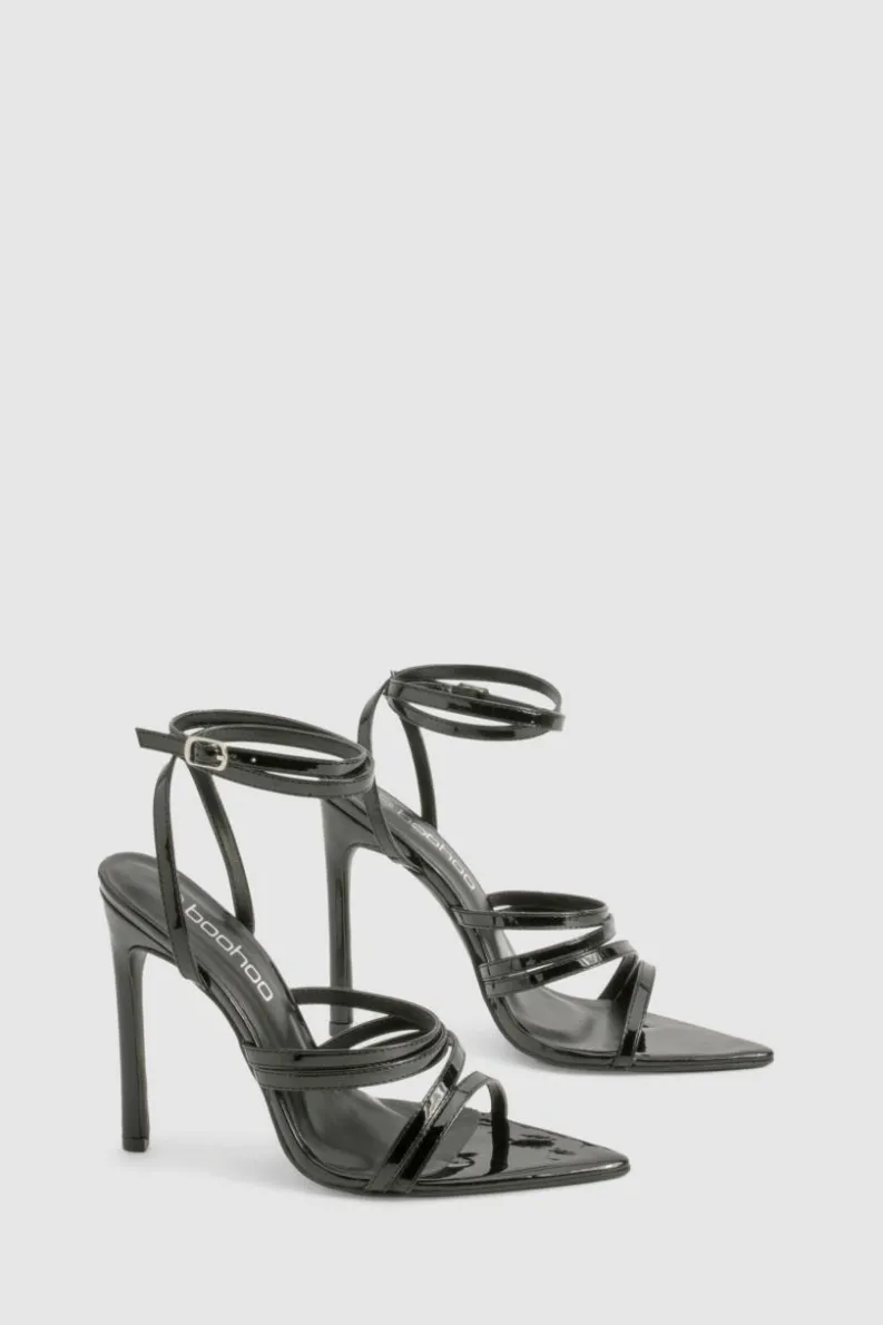 Heels*boohoo Multi Strap Pointed Toe Stiletto Heels black