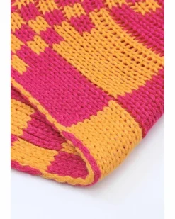 Cardigans*Azura Exchange color Open Front Mixed Checkered Pattern Knit Cardigan Multi