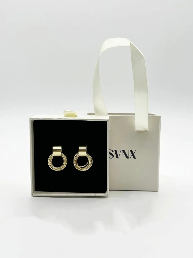 Earrings*SVNX Multi-Layer Circle Stud Earrings in Gold