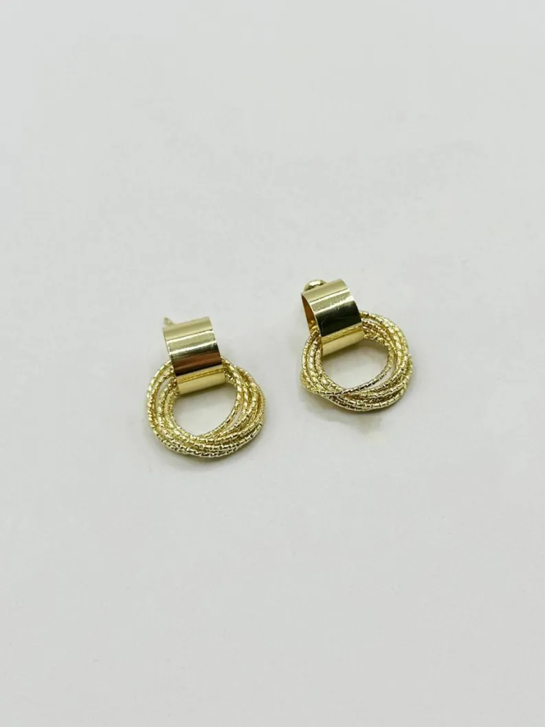 Earrings*SVNX Multi-Layer Circle Stud Earrings in Gold