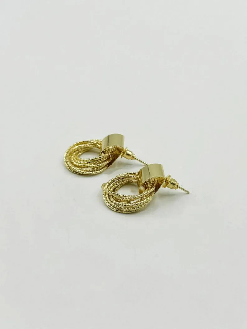 Earrings*SVNX Multi-Layer Circle Stud Earrings in Gold
