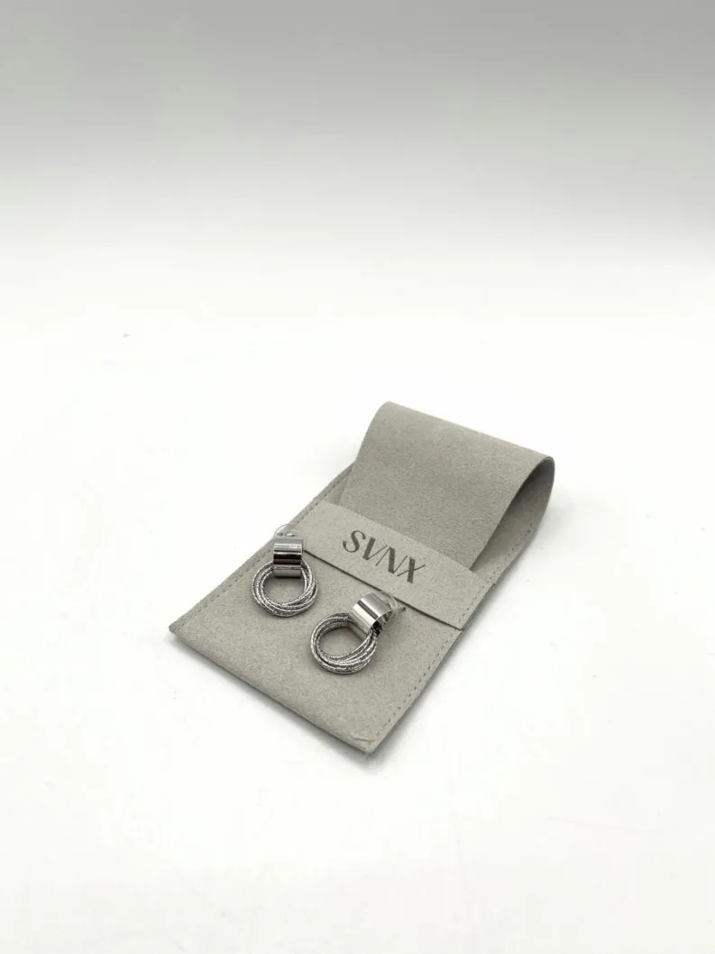 Earrings*SVNX Multi-Layer Circle Stud Earrings in Silver