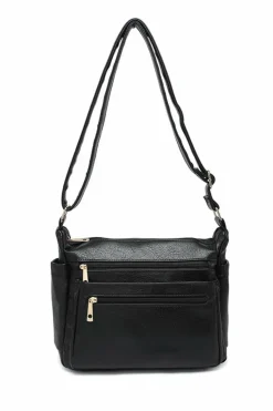 Cross-Body Bags*Kitise Multi-pockets Pu Leather Crossbody Bag Black