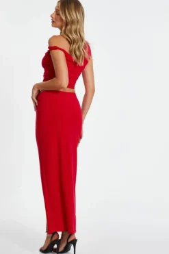 Midi Dresses*Quiz Bardot Ruched Midi Dress Navy