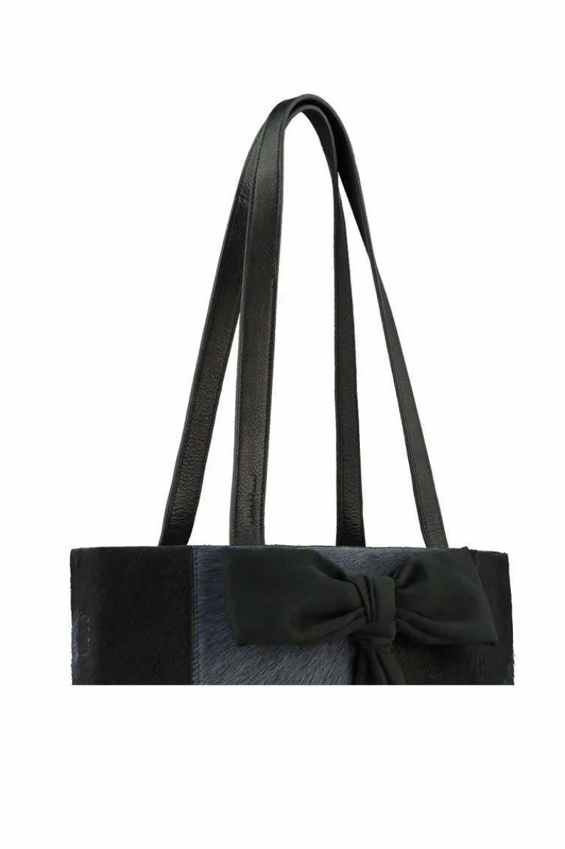 Tote Bags*Sostter Navy Bow Calf Hair Leather Tote Bag | BYYLI Black