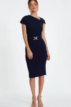 Midi Dresses*Quiz Buckle Detail Midi Dress Navy