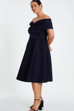 Midi Dresses*Quiz Curve Midi Skater Dress Navy