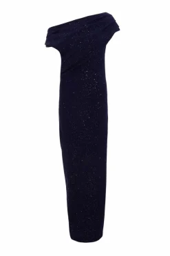 Midi Dresses*Quiz Glitter Asymmetric Midi Dress Navy