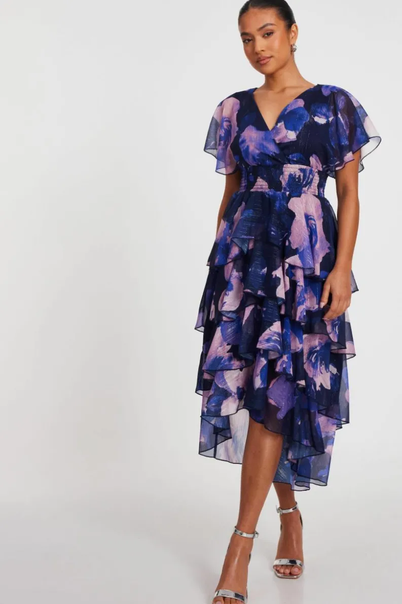 Midi Dresses*Quiz Petite Dip Hem Midi Dress Navy