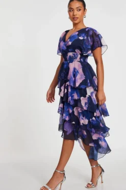 Midi Dresses*Quiz Petite Dip Hem Midi Dress Navy