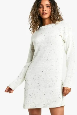 Jumper Dresses|Jumper Dresses*boohoo Nep Knitted Crew Neck Jumper Dress ecru