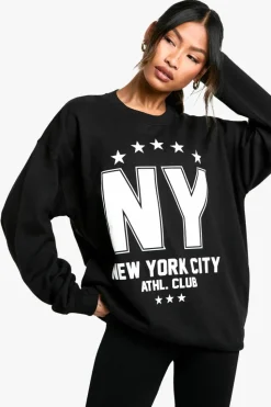 Sweatshirts|Hoodies & Sweatshirts*boohoo New York City Ath Club Oversized Sweatshirt black