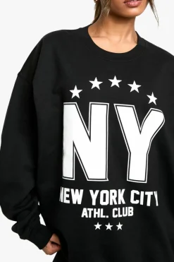 Sweatshirts|Hoodies & Sweatshirts*boohoo New York City Ath Club Oversized Sweatshirt black