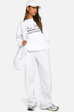 Sweatshirts|Hoodies & Sweatshirts*boohoo New York Embroidered Oversized Crew Neck Sweatshirt ecru