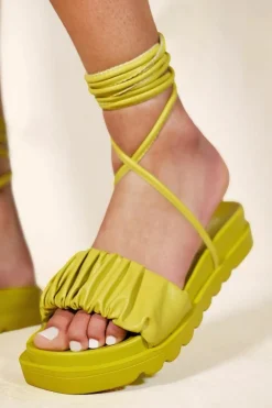 Sandals*Where's That From Noor' Ruched Strap Sandals Green