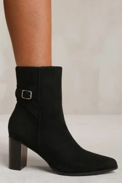 Heeled Boots*Where's That From North' Block Heel Boot With Buckle Detail Black