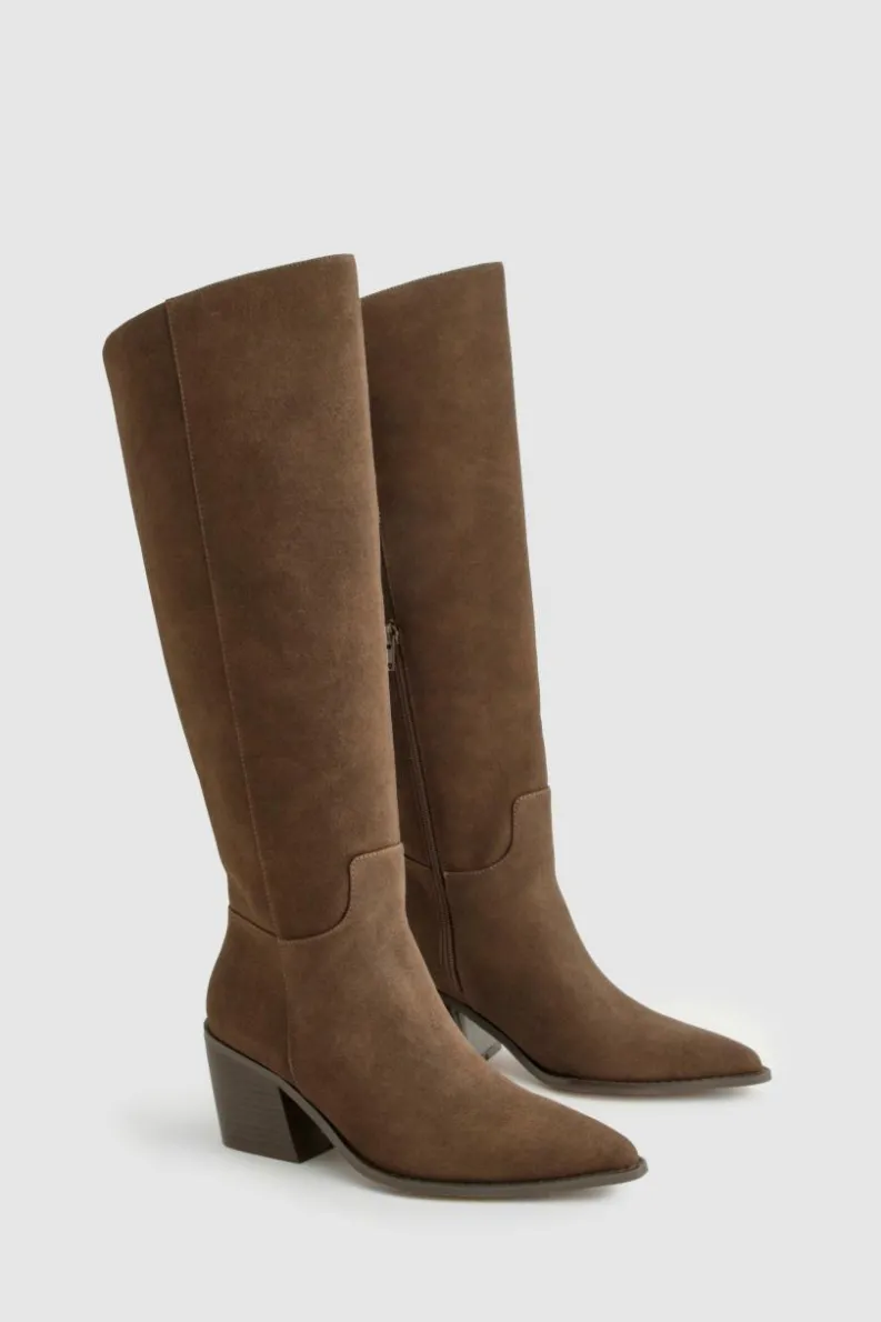 Cowboy Boots|All Boots*boohoo Nubuck Western Cowboy Boots choc brown