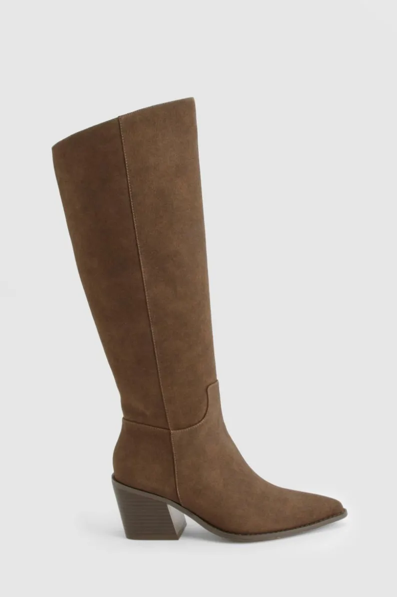 Cowboy Boots|All Boots*boohoo Nubuck Western Cowboy Boots choc brown