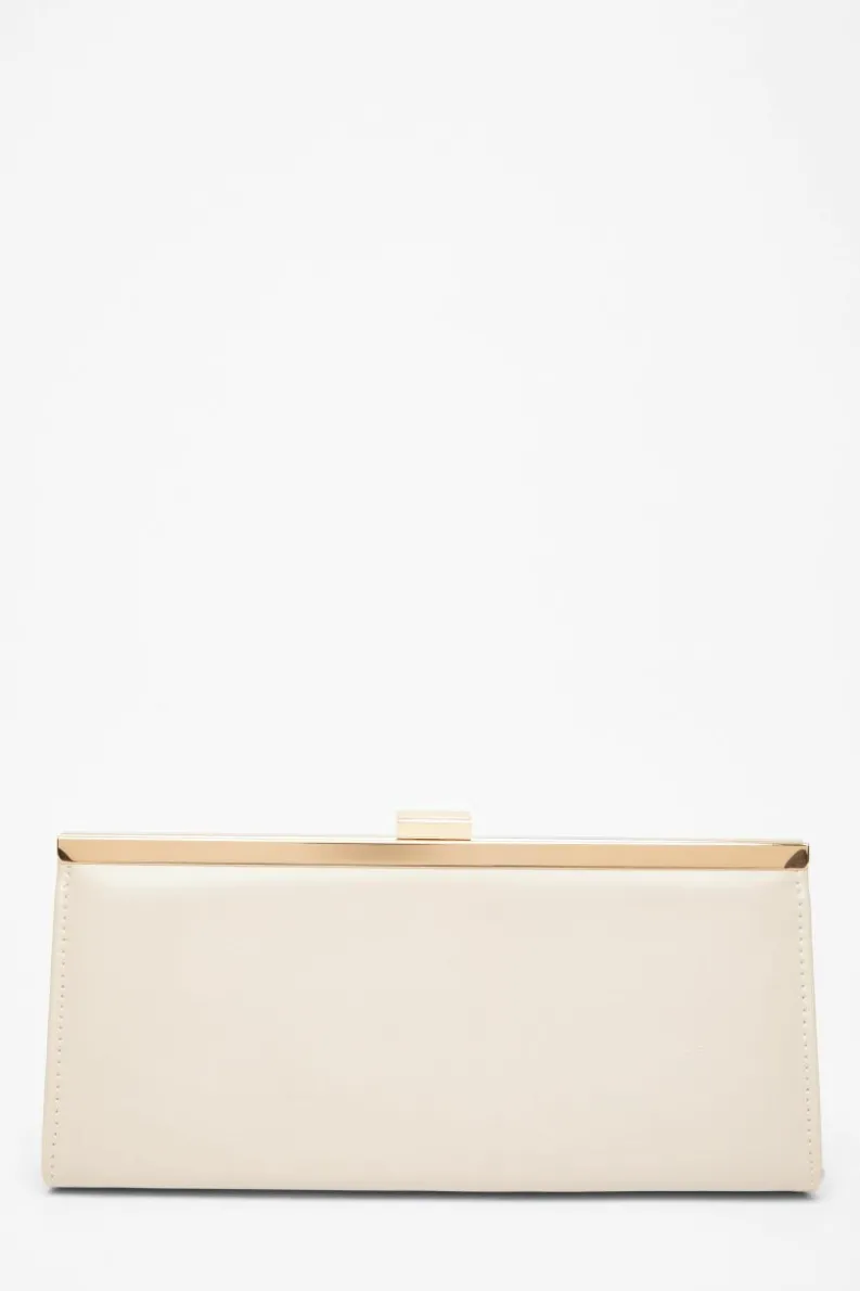 Handbags*Quiz Faux Leather Patent Clutch Nude