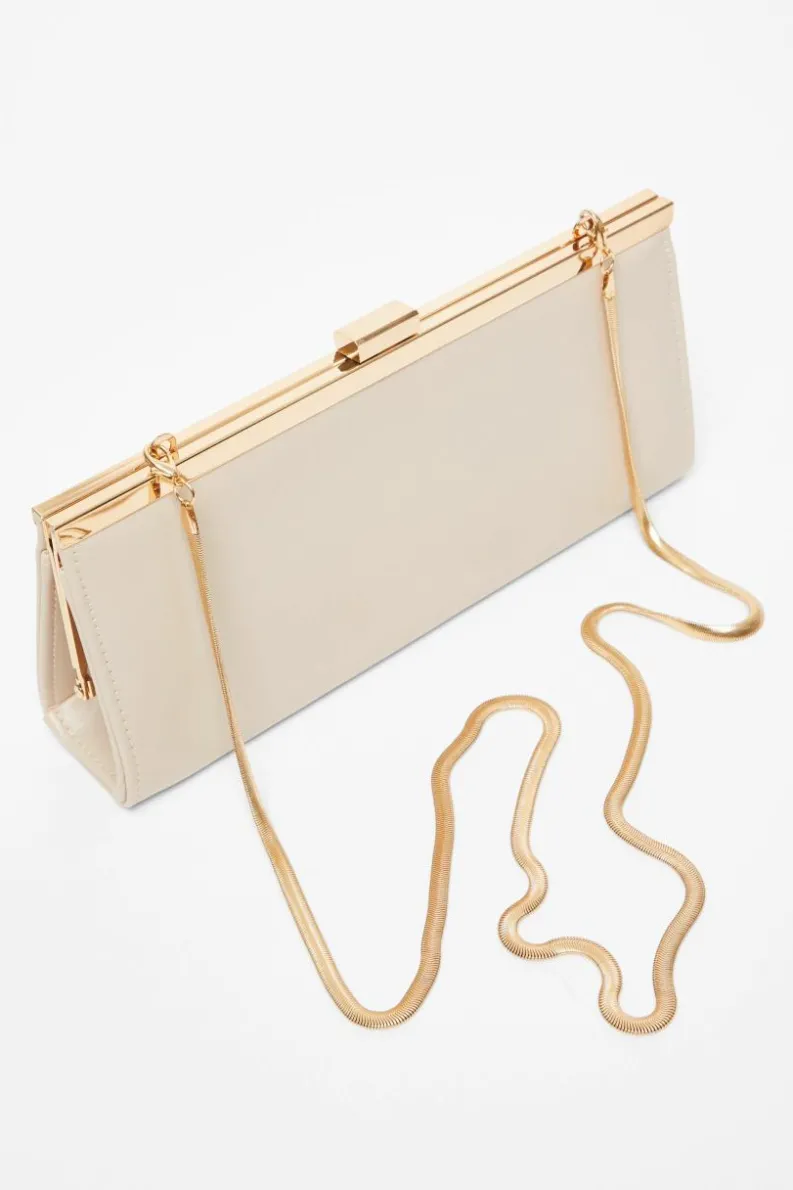 Handbags*Quiz Faux Leather Patent Clutch Nude