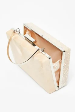 Handbags|Clutch Bags*Quiz Satin Embellished Box Bag Nude
