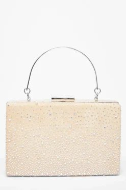 Handbags|Clutch Bags*Quiz Satin Embellished Box Bag Nude