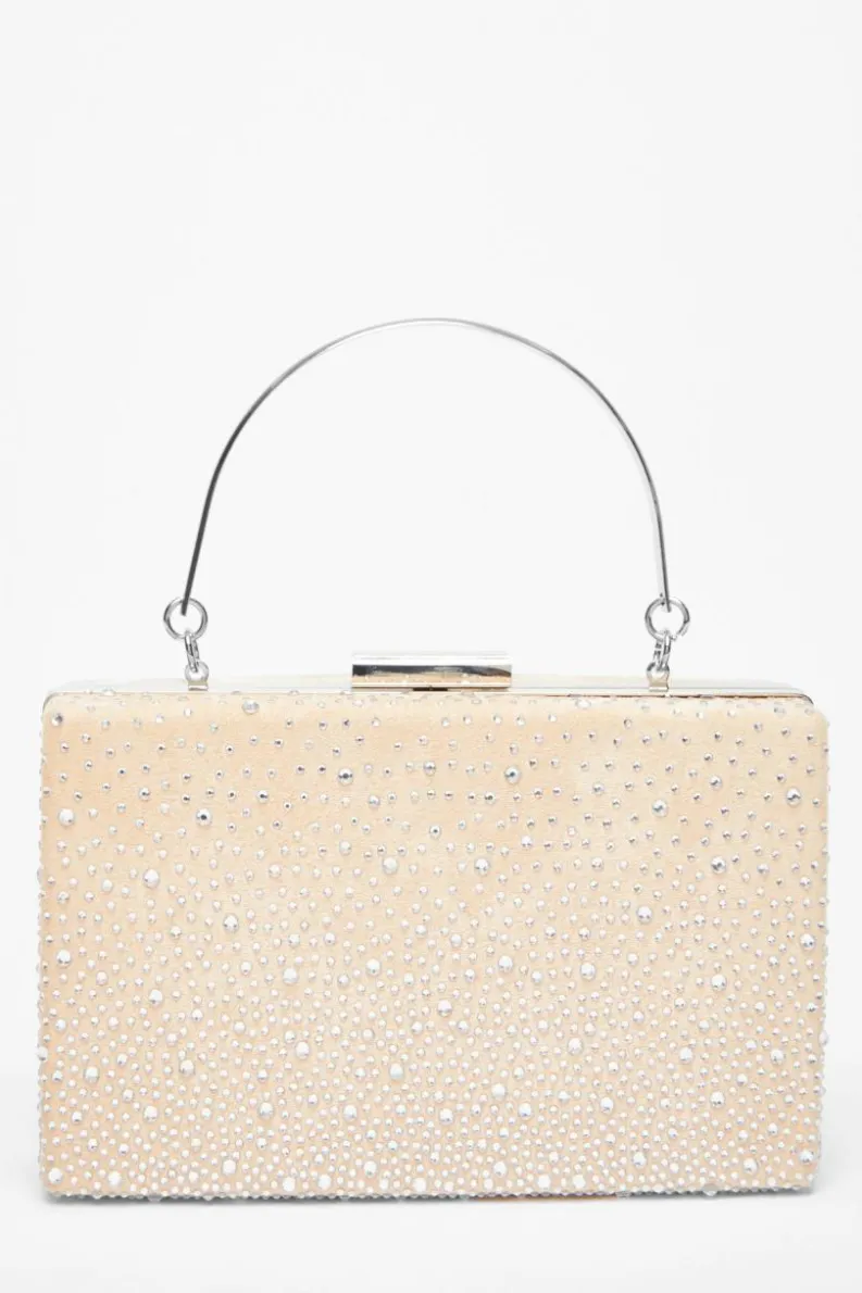 Handbags|Clutch Bags*Quiz Satin Embellished Box Bag Nude