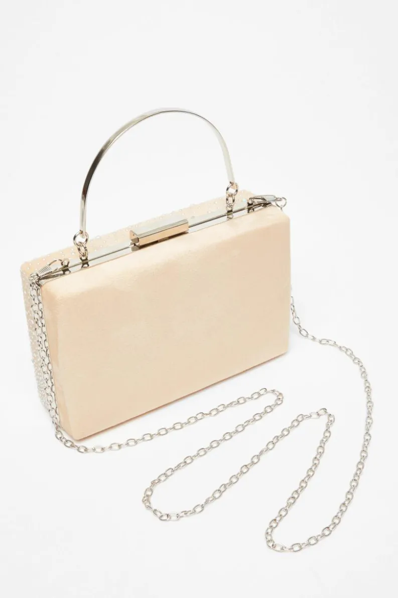 Handbags|Clutch Bags*Quiz Satin Embellished Box Bag Nude
