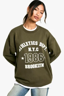 Sweatshirts|Hoodies & Sweatshirts*boohoo NYC Athletics Dept 1986 Oversized Sweatshirt green