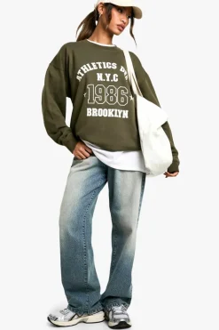 Sweatshirts|Hoodies & Sweatshirts*boohoo NYC Athletics Dept 1986 Oversized Sweatshirt green