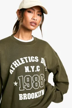 Sweatshirts|Hoodies & Sweatshirts*boohoo NYC Athletics Dept 1986 Oversized Sweatshirt green
