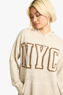 Jumpers*boohoo NYC Knitted Hooded Jumper stone