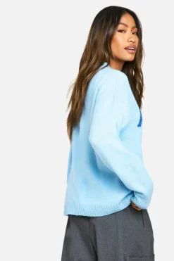 Oversized Jumpers|Jumpers*boohoo Nyc Oversized Knitted Crew Neck Jumper baby blue