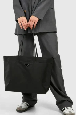 Handbags|Tote Bags*boohoo Nylon Basic Oversized Tote Bag black