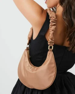 Shoulder Bags|Handbags*My Accessories London Nylon Ruched Shoulder Bag Camel