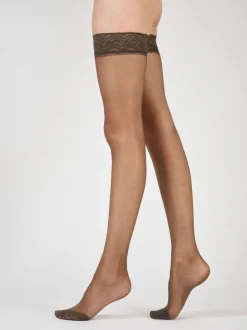 Tights & Socks|Tights & Socks*Pretty Polly Nylons 10 Denier Lace Top Hold Ups - Mid Grey