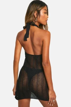 Jumper Dresses|Jumper Dresses*boohoo O Ring Trim Detail Crochet Mini Dress black