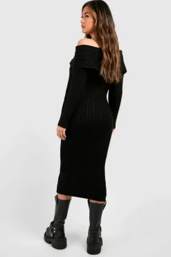 Jumper Dresses|Jumper Dresses*boohoo Off The Shoulder Jumper Dress black