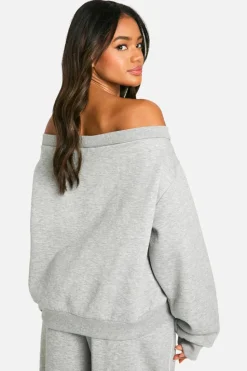Sweatshirts|Athleisure*boohoo Off the shoulder sweatshirt ash grey