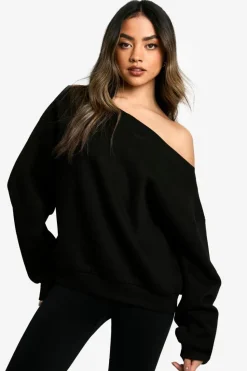 Sweatshirts|Hoodies & Sweatshirts*boohoo Off the shoulder sweatshirt black