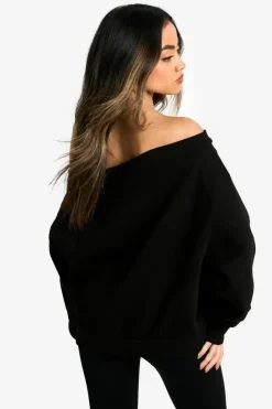 Sweatshirts|Hoodies & Sweatshirts*boohoo Off the shoulder sweatshirt black