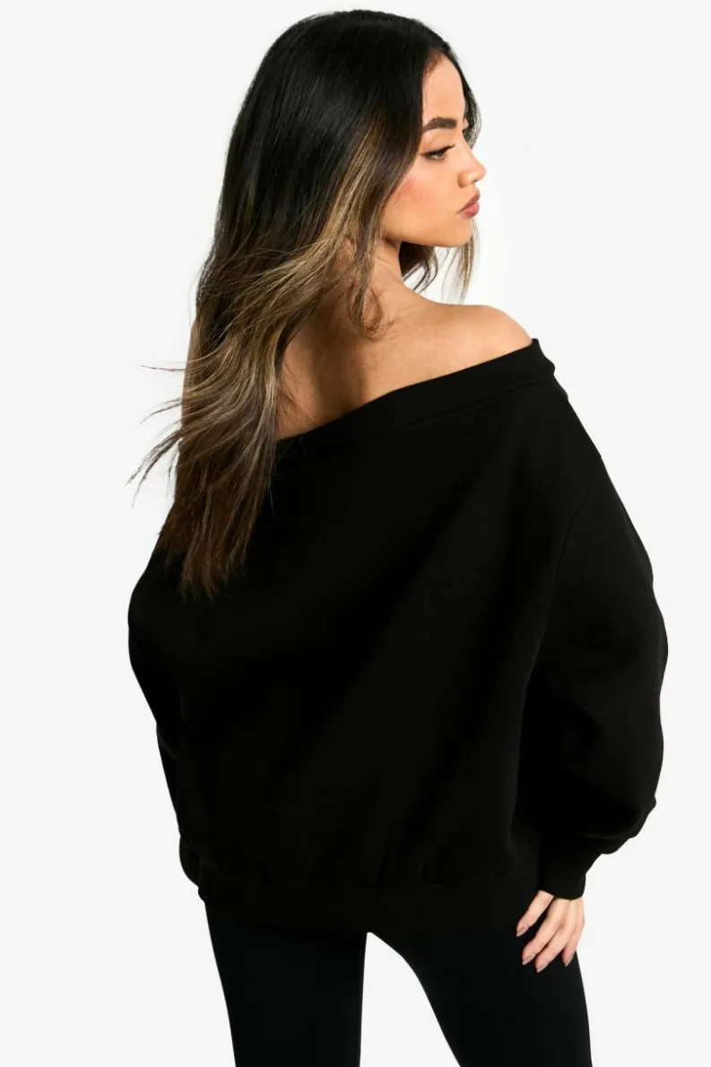 Sweatshirts|Hoodies & Sweatshirts*boohoo Off the shoulder sweatshirt black