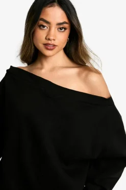 Sweatshirts|Hoodies & Sweatshirts*boohoo Off the shoulder sweatshirt black