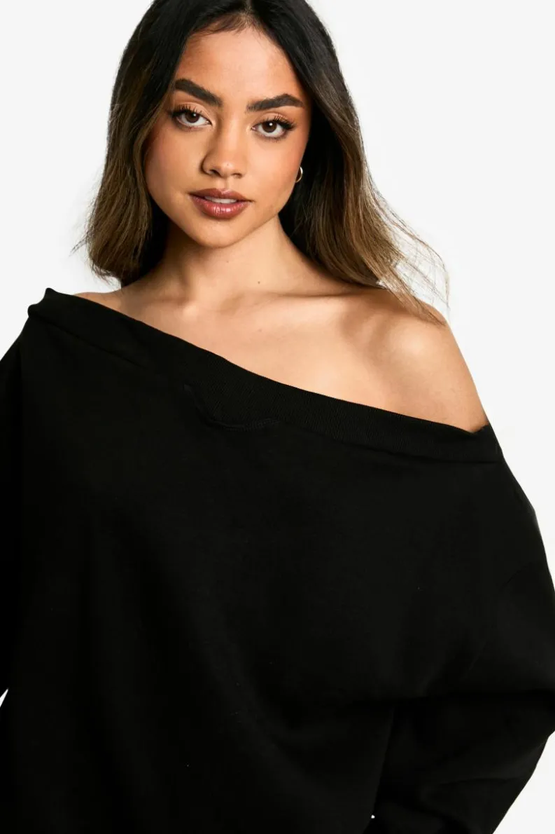 Sweatshirts|Hoodies & Sweatshirts*boohoo Off the shoulder sweatshirt black