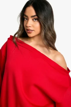 Sweatshirts|Hoodies & Sweatshirts*boohoo Off the shoulder sweatshirt red