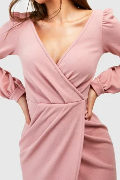 Wrap Dresses*boohoo Off The Shoulder Wrap Maxi Dress rose