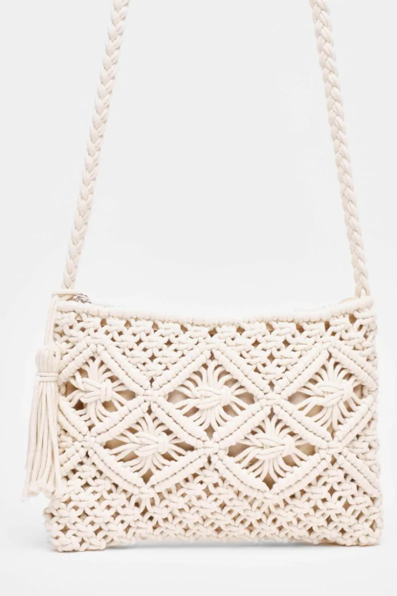 Cross-Body Bags|Handbags*Quiz Crochet Cross Body Bag Off White