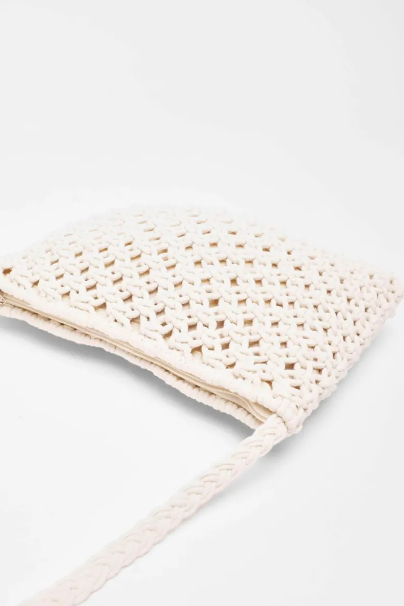 Cross-Body Bags|Handbags*Quiz Crochet Cross Body Bag Off White